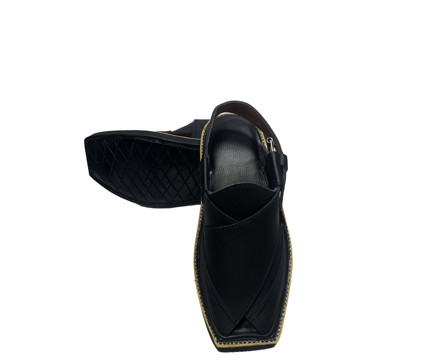 Kaptan Chappal (Black) with Pure Leather Padding and (Double Sole) - Narozi Supermacy